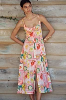 ROBE MIDI IMPRIMÉE PATCHWORK AVEC LIN