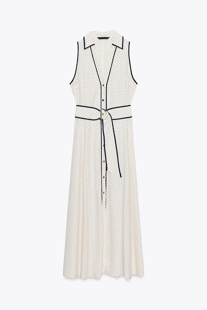ROBE MIDI CHEMISE À POIS