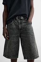 WASHED BAGGY FIT DENIM SHORTS