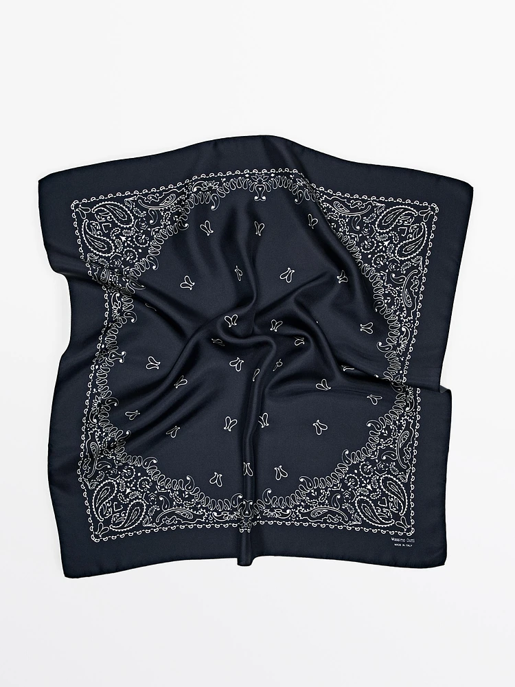 Bandana à imprimé cachemire 100 % soie