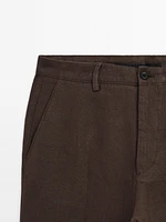 Pantalon straight 100 % lin