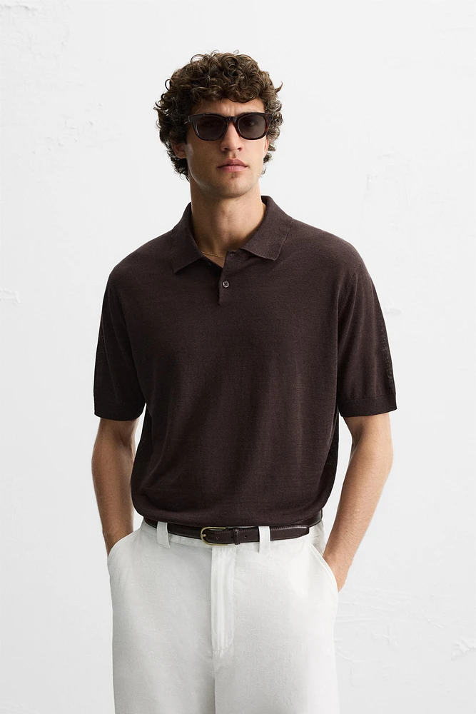 POLO EN MAILLE SOIE ET LIN