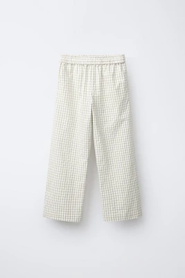 STRAIGHT-LEG PLAID PANTS