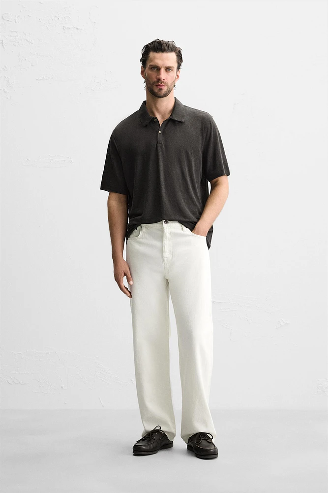 LINEN BLEND POLO SHIRT