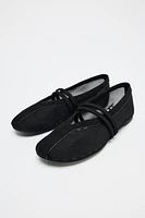 DOUBLE STRAP MESH BALLET FLATS