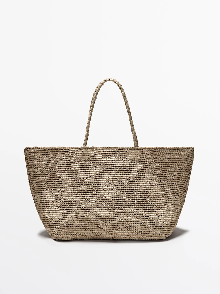 Natural raffia shopper bag