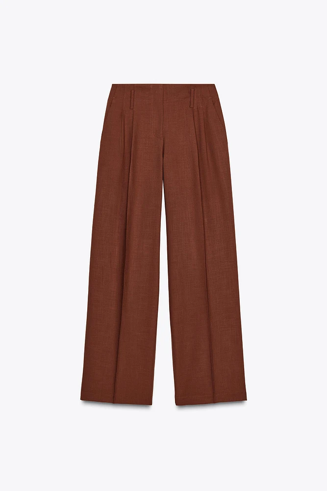 PLEATED WIDE LEG PANTS