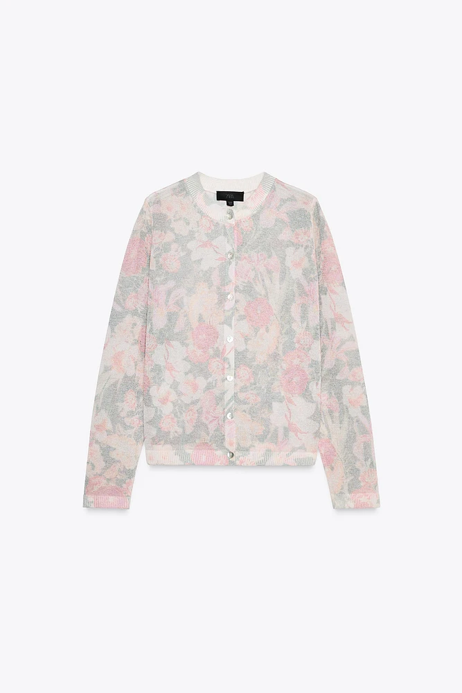 FLORAL PRINT KNIT JACKET