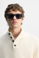 COTTON-WOOL BUTTON SWEATER