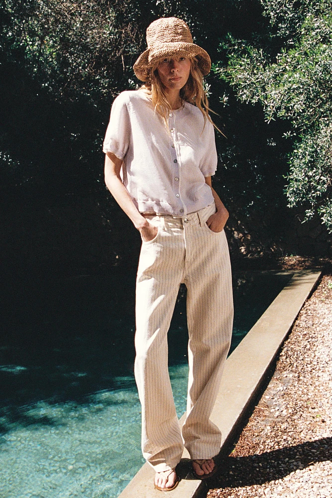DOUBLE LAYER KNIT JACKET WITH LINEN