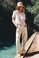 DOUBLE LAYER KNIT JACKET WITH LINEN