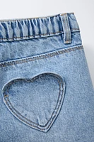 HEART POCKET DENIM SHORTS