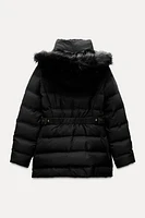 WIND PROTECTION MID-LENGTH HOODED DOWN JACKET