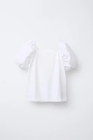 SATIN FLOWER COMBINATION T-SHIRT