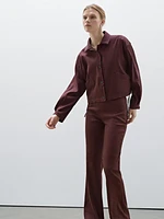 Flowing linen blend flared trousers