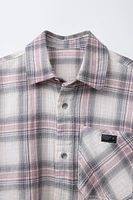 LABEL TRIM PLAID SHIRT