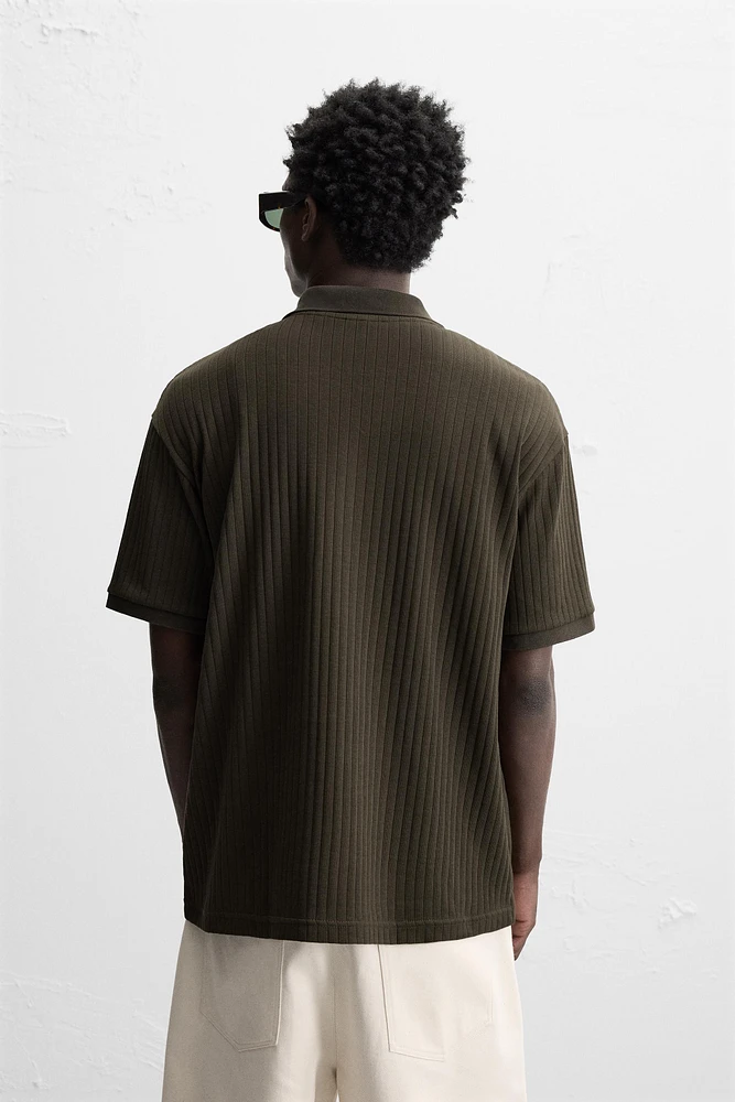 RIBBED TEXTURED POLO SHIRT