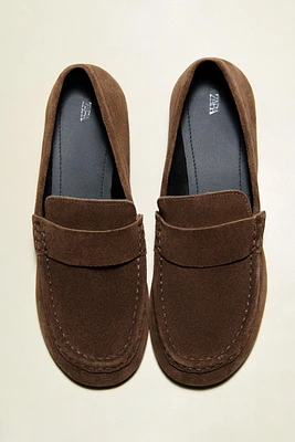 SUEDE PENNY LOAFERS