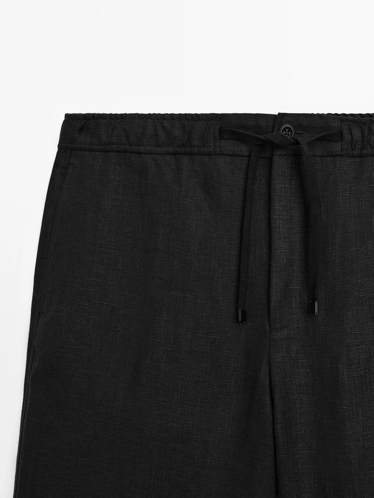 100% linen jogger trousers
