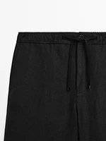 100% linen jogger trousers
