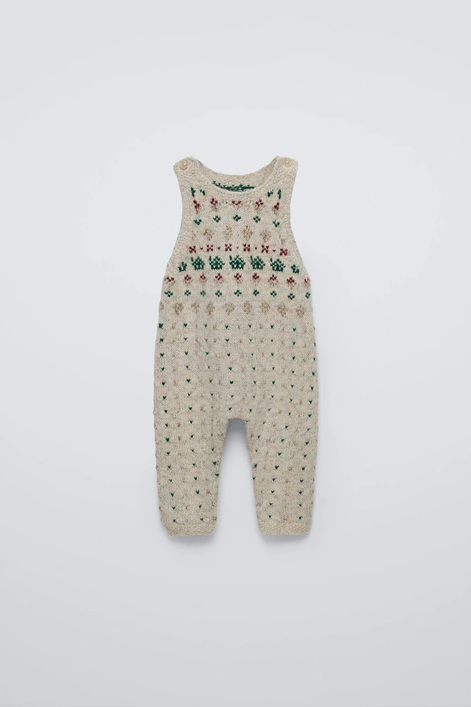 JACQUARD KNIT OVERALLS