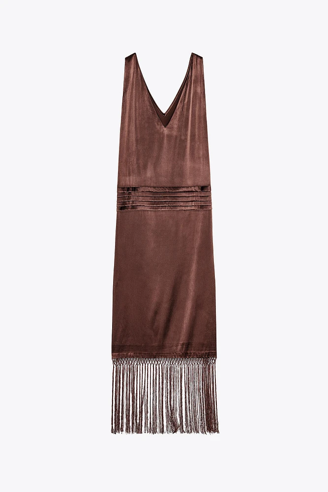 ZW COLLECTION EMBROIDERED FRINGE DRESS