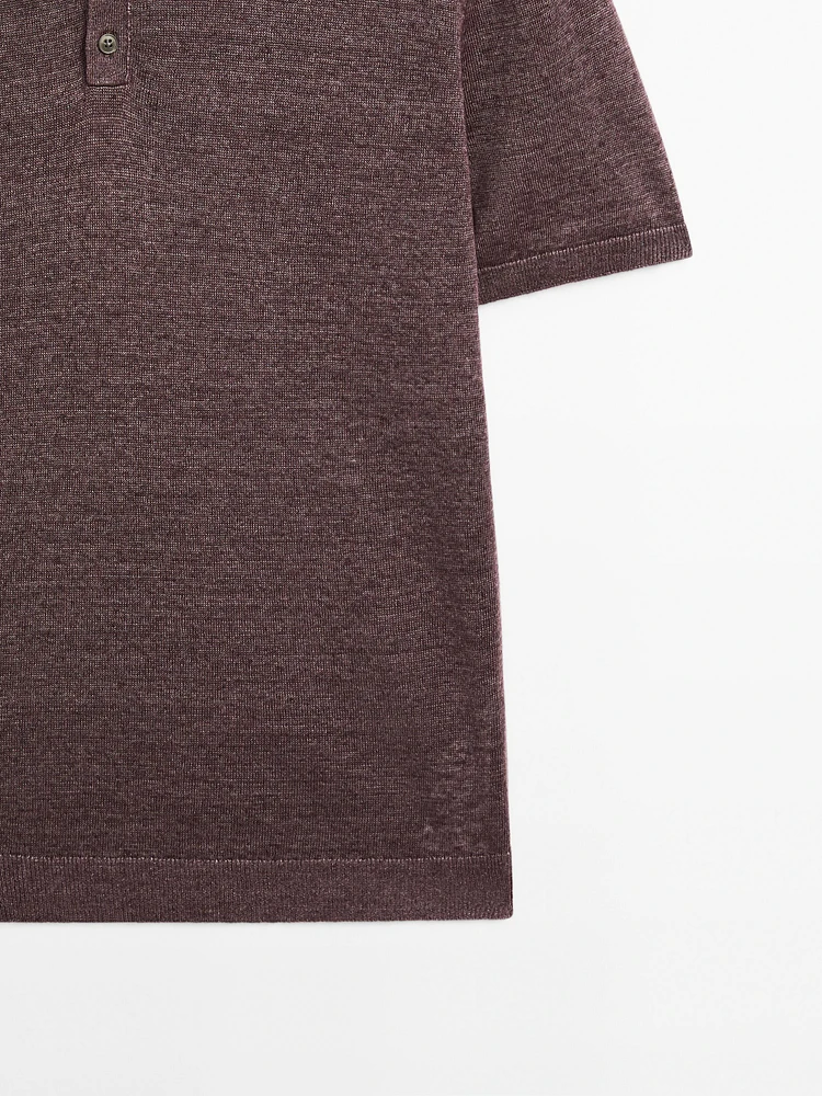 100% linen knit polo shirt
