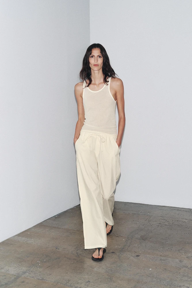 PANTALON STYLE PYJAMA EN POPELINE