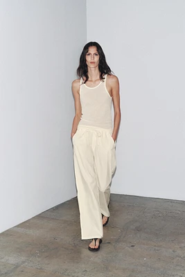 PANTALON STYLE PYJAMA EN POPELINE