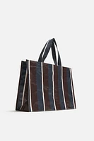 STRIPED SHOPPER BAG WITH POUCH