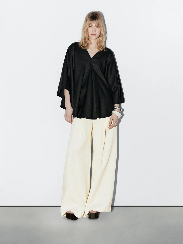 Chemisier cape fluide 100 % lin - STUDIO