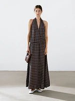 Robe longue ample imprimée à encolure américaine