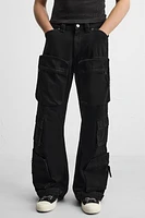 DENIM CARGO PANTS WITH POCKETS