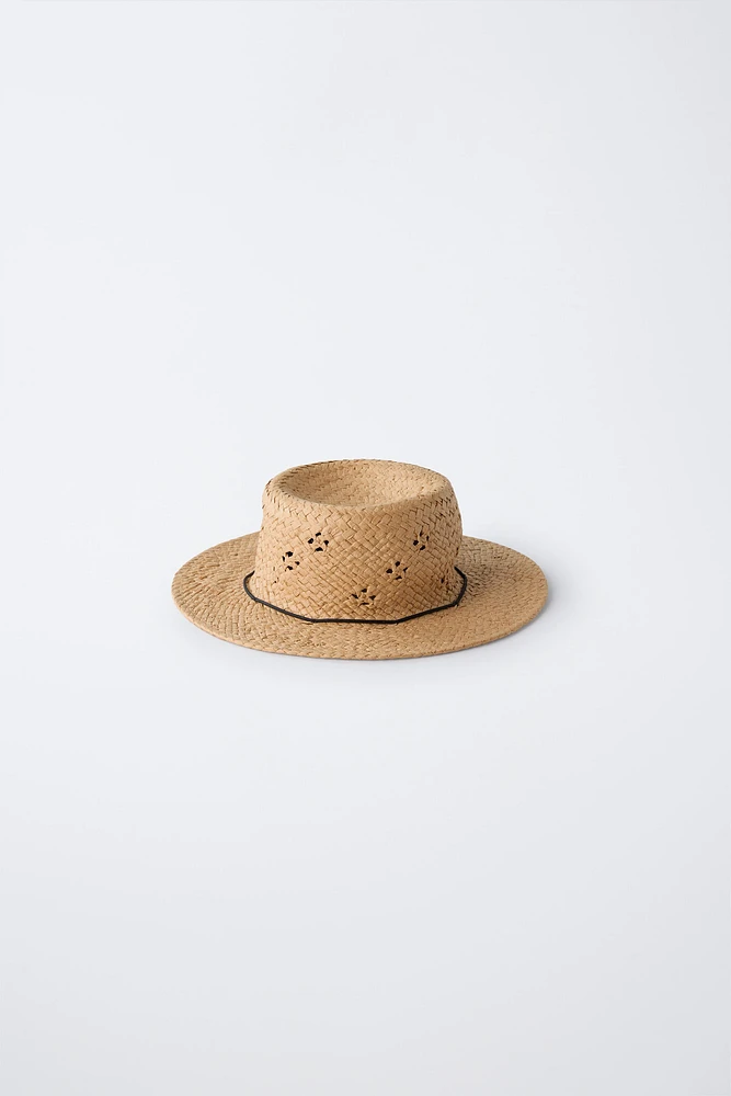 STRAW-LOOK HAT WITH CORD