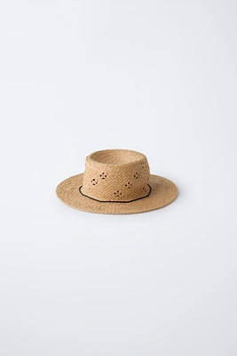 STRAW-LOOK HAT WITH CORD
