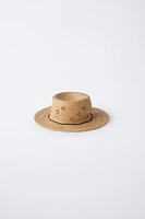 STRAW-LOOK HAT WITH CORD