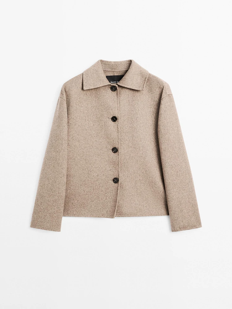 Short wool blend coat with buttons