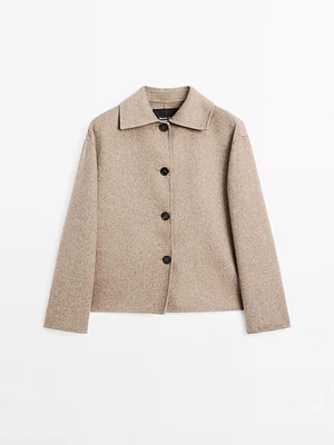Short wool blend coat with buttons
