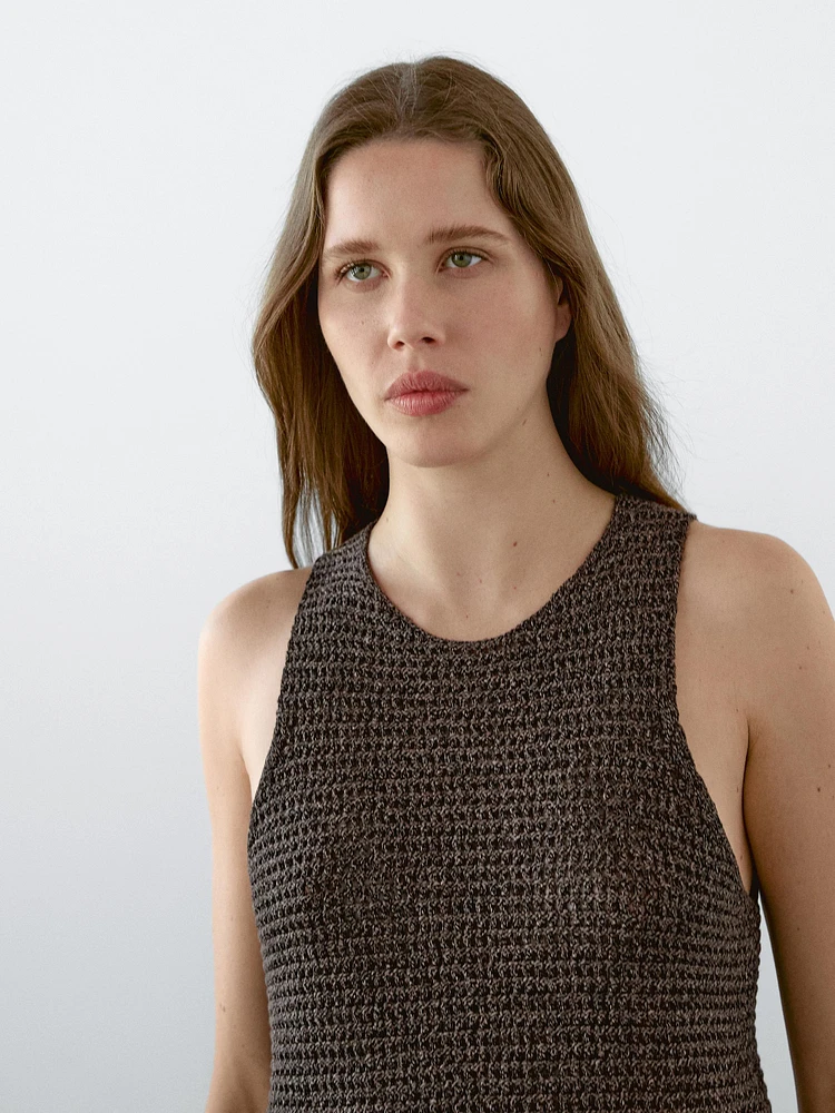 Cotton blend cutwork top