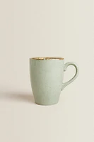 PORCELAIN MUG WITH ANTIQUE FINISH RIM