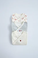 THREE-PACK OF KIMONO HEART BODYSUITS