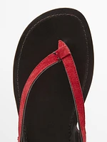 Split suede flat sandals