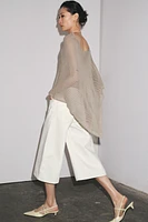 METALLIC THREAD CUT-OUT KNIT CAPE