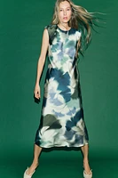 PRINTED SATIN EFFECT MIDI DRESS