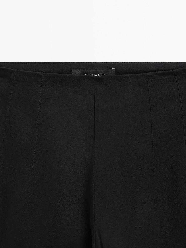 Mid-rise stretch flared trousers