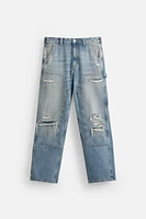 STRAIGHT FIT RIPPED CARPENTER JEANS