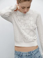 Cutwork lace sweater