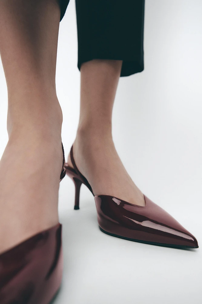 PATENT SLINGBACK PUMPS