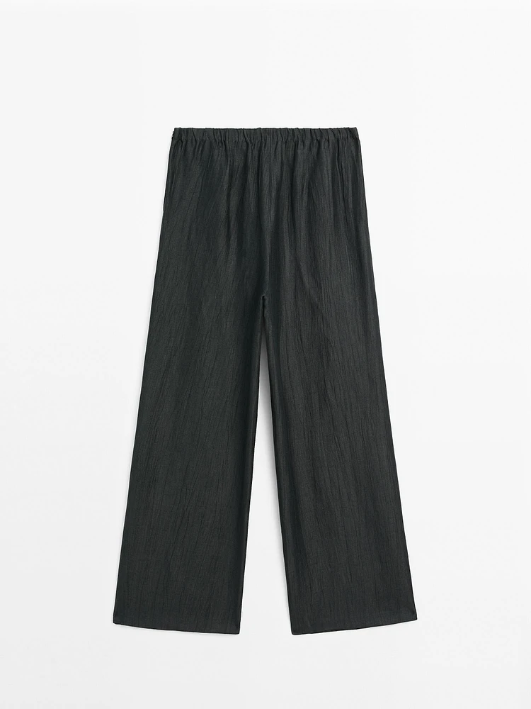 Pantalon large lin mélangé