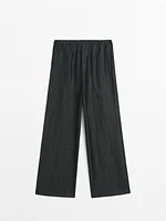 Pantalon large lin mélangé